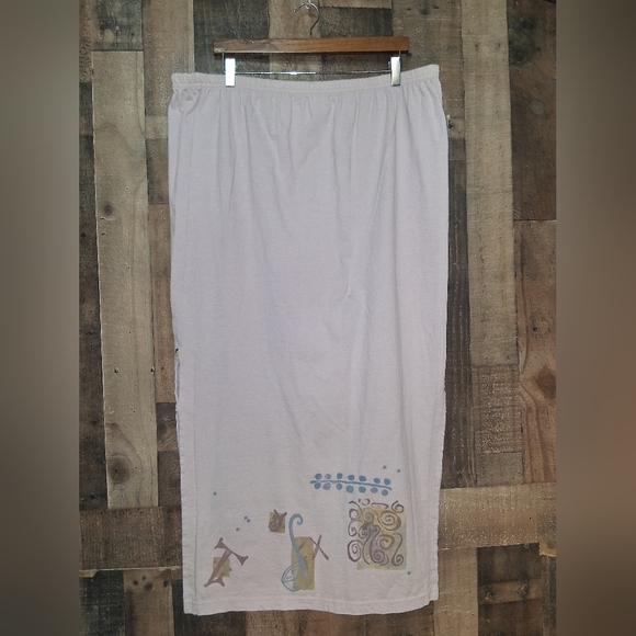 Blue Fish Dresses & Skirts - Vintage Blue Fish USA Maxi Skirt Lavender Size 2X Side Slits Handpainted